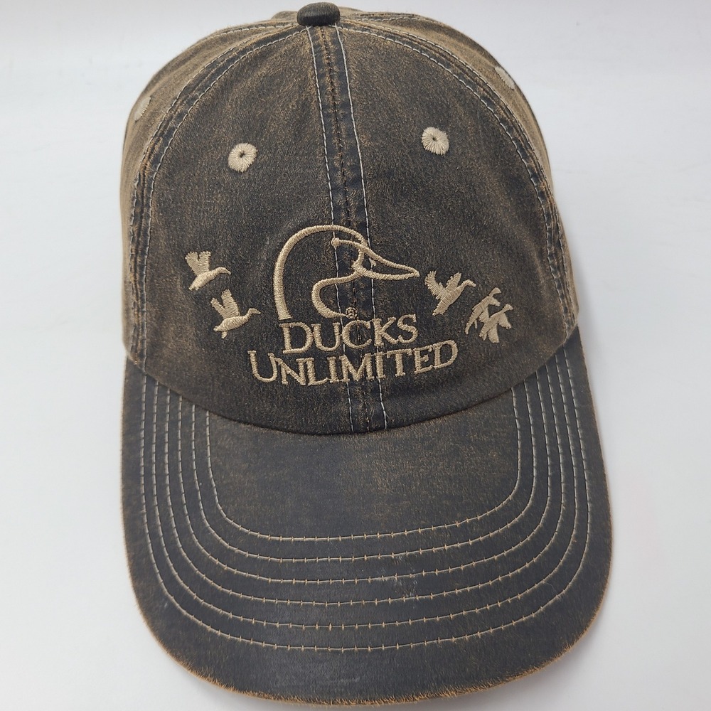 Ducks Unlimited Hat Adjustable K-Products Brown Waxed Cotton DU Leader Hunt Men